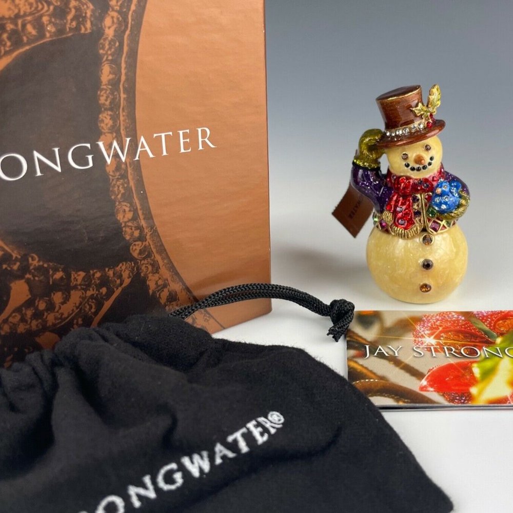 Jay Strongwater Snowman Trinket Box 2013 New In Box Swarovski Crystals